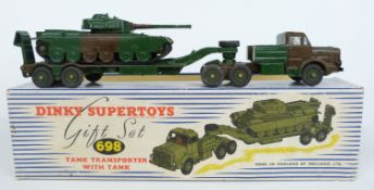 Dinky Supertoys diecast model Gift Set 698 Tank Transporter With Tank, in original box with card