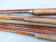 Split cane fly fishing/ coarse rods including Tom Watson, two anonymous cane rods and a spare top