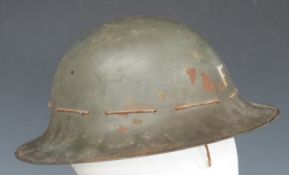 British WWII Civil Defence 'Zuckerman' Fire Guard steel helmet with liner and sweat band, stamped