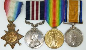 British Army WWI Military Medal group comprising the Military Medal named to 63092A Cpl J E Stovold,