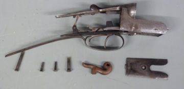 Charles Boswell 12 bore side by side shotgun action and triggers with named and engraved locks,