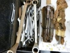 A quantity of various spanners, files etc