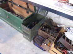 A large quantity of tools to include jack, grease gun, air tools etc