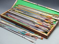 A large collection of metal archery arrows, various manufacturers including Easton, Practistreak,