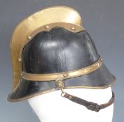 Czech fire helmet with liner and chin strap