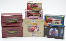 Seven Corgi, Fire Brigade Models and Richmond Toys diecast model fire engines including nine