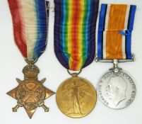 British Army WWI medals comprising 1914/1915 Star, War Medal and Victory Medal named to 2875 Pte W