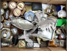 A large collection of novelty table lighters, cigarette case, pewter ware etc
