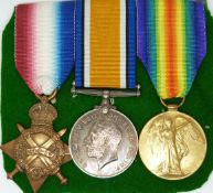 British Army WWI medals comprising 1914/1915 Star, War Medal and Victory Medal named to 10694 Pte