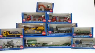 Ten Siku diecast model construction and emergency vehicles, all in original boxes.