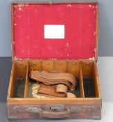 John Blanch & Son brass bound brown leather shotgun cartridge case with fitted oak interior and