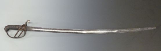 An 1821 pattern light cavalry sword, blade length 89cm.