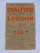 Victorian GWR Chalford, near Stroud to London station opening and excursion flyer dated August 2nd