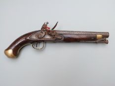 New Land pattern flintlock hammer action holster pistol with lock stamped Tower and with crown