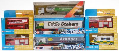 Seven Corgi diecast model vehicles including Superhaulers, emergency vehicles etc, all in original