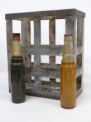 Essolube vintage oil bottle crate and two bottles