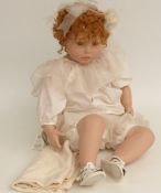 Phillip Heath for Gotz doll with closed mouth, blue eyes and red hair, marked to the back of the