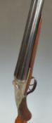 Darne 16 bore side by side shotgun with engraved sliding action and trigger guard, chequered semi-