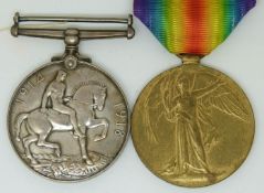 British Army WWI medals comprising War medal and Victory Medals named to 261808 Dvr G Brice Royal