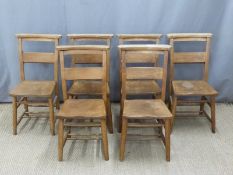 Set of Six elm seated chapel/church chairs