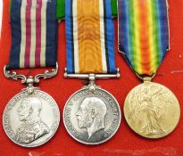 British Army WWI Military Medal named to 32149 Pte H Flather, Glosters/Gloucestershire Regiment,
