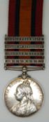 British Army Queens South Africa Medal with clasps for Belmont, Modder River, Relief of Kimberley