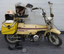 1976 Motobecane Mobux retro Scooterette/ moped with original twin panniers, LHU 187P, which is still