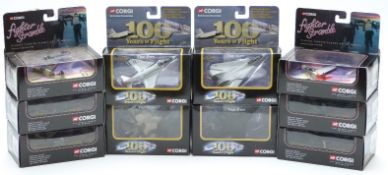 Ten Corgi diecast model aeroplanes comprising six Fighter Scramble Classic Fighter Planes of The