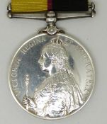 British Army Queens Sudan Medal named to 3184 Pte W T Mallenby, 1st Battalion Northumberland