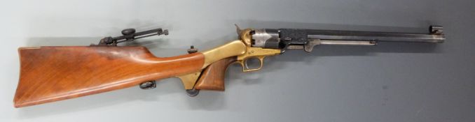 Italian .44 Navy model 1851 six shot single action percussion revolver with detachable canteen