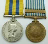 British Army Korea Medal named to 22419345 Pte D P Lewis, Welch Regiment, together with a United
