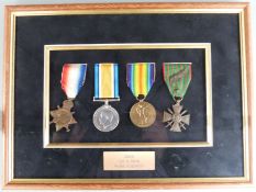British Army WWI medals comprising 1914/15 Star, War Medal, Victory Medal and Croix de Guerre,