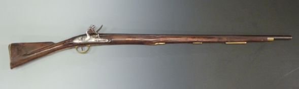 India Pattern Brown Bess flintlock hammer action musket with lock stamped Tower and with crown