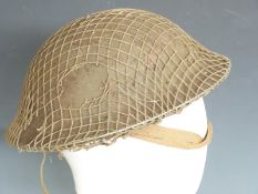 British Army WWII 'Brodie' steel helmet with liner and stamp
