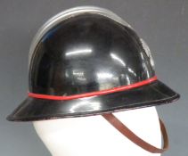 French fireman's helmet with liner and chin strap