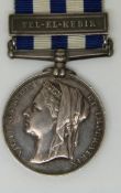 British Army Egypt Medal with clasp for Tel-El-Kebir, named to 2129 Pte J Anty, 2nd Battalion