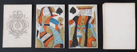 Hunt, england playing cards. Garter ace. GIII, No. 18. Full length standard courts. Plain backs.