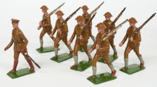 Eight John Hill & Co Johillco oversized lead soldiers, each 6 cm tall.