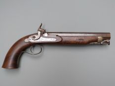 William Moore of London 12 bore percussion hammer action officer's pistol with named and engraved