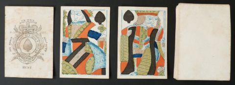 Hunt, england playing cards. Garter ace. GIII, No. 14. Full length standard courts. Plain backs.