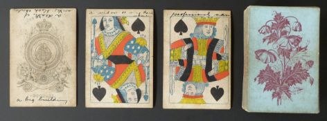 Goodall, England playing cards. Old Frizzle ace. Standard double ended courts, unturned. Poppy
