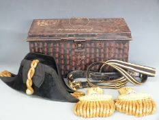 Royal Navy officer's bicorn hat, epaulettes and sword belt with sling, supplied by Gieves of