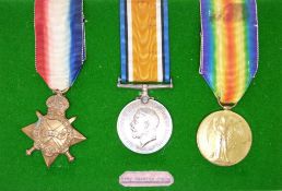 British Army WWI medals comprising 1914/1915 Star, War Medal and Victory Medal, named to 9414 Driver