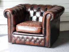 Leather Chesterfield armchair. W100 x H71cm