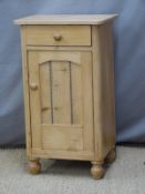 Pine bedside cabinet with drawer above cupboard. W44 x D34 x H79cm