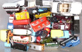 Over 50 Corgi and similar diecast model vehicles including buses, vans, cars etc