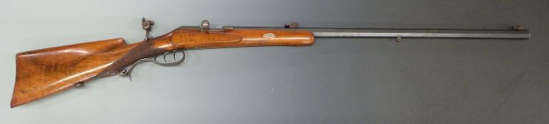 9.3 x 47r bolt action target rifle with engraved receiver, bolt, top plate, scrolling trigger