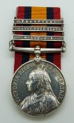 British Army Queens South Africa Medal with clasps for Natal, Orange Free State and Transvaal, named