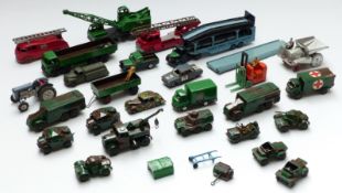Twenty-seven Dinky Toys, Dinky Supertoys and Corgi Toys diecast model vehicles including military,