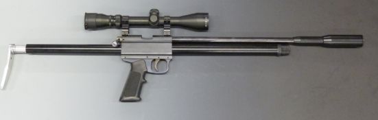 Alros Trailsman PCP take down air rifle with pistol grip, adjustable stock, sound moderator and